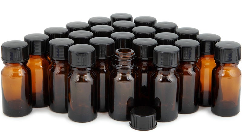 Vivaplex, 24, Amber, 10 ml (1/3 oz) Glass Bottles, with Lids - Image 1